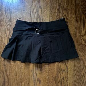 zara pleated belted skirt